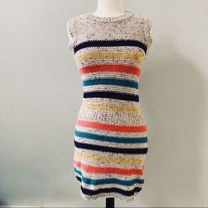 LITTLE MARCEL cream multicolor stripe knitted sweater sleeveless dress NWT S